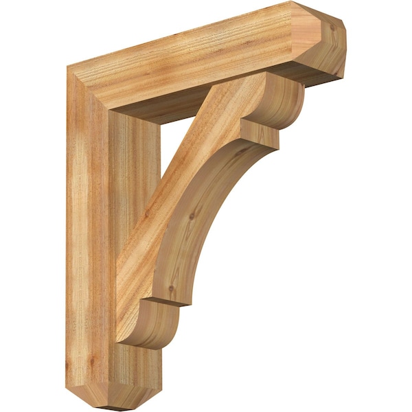 Ekena Millwork Olympic Craftsman Rough Sawn Bracket w/ Offset Brace, Western Red Cedar, 8"W x 32"D x 36"H BKT0806X32X36OLY04RWR - main